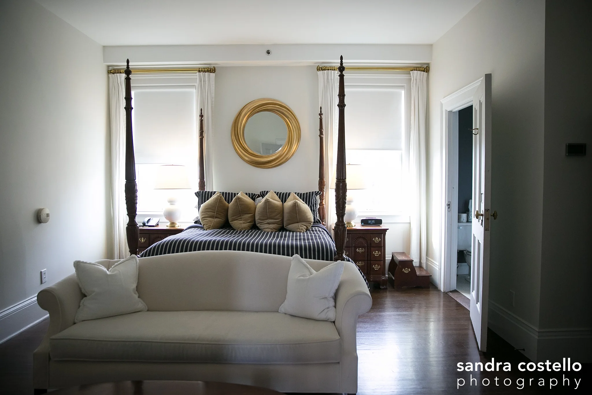  Overnight room at the Kemble Inn in Lenox, MA, Berkshire wedding venue. Photo by Sandra Costello Photography. 