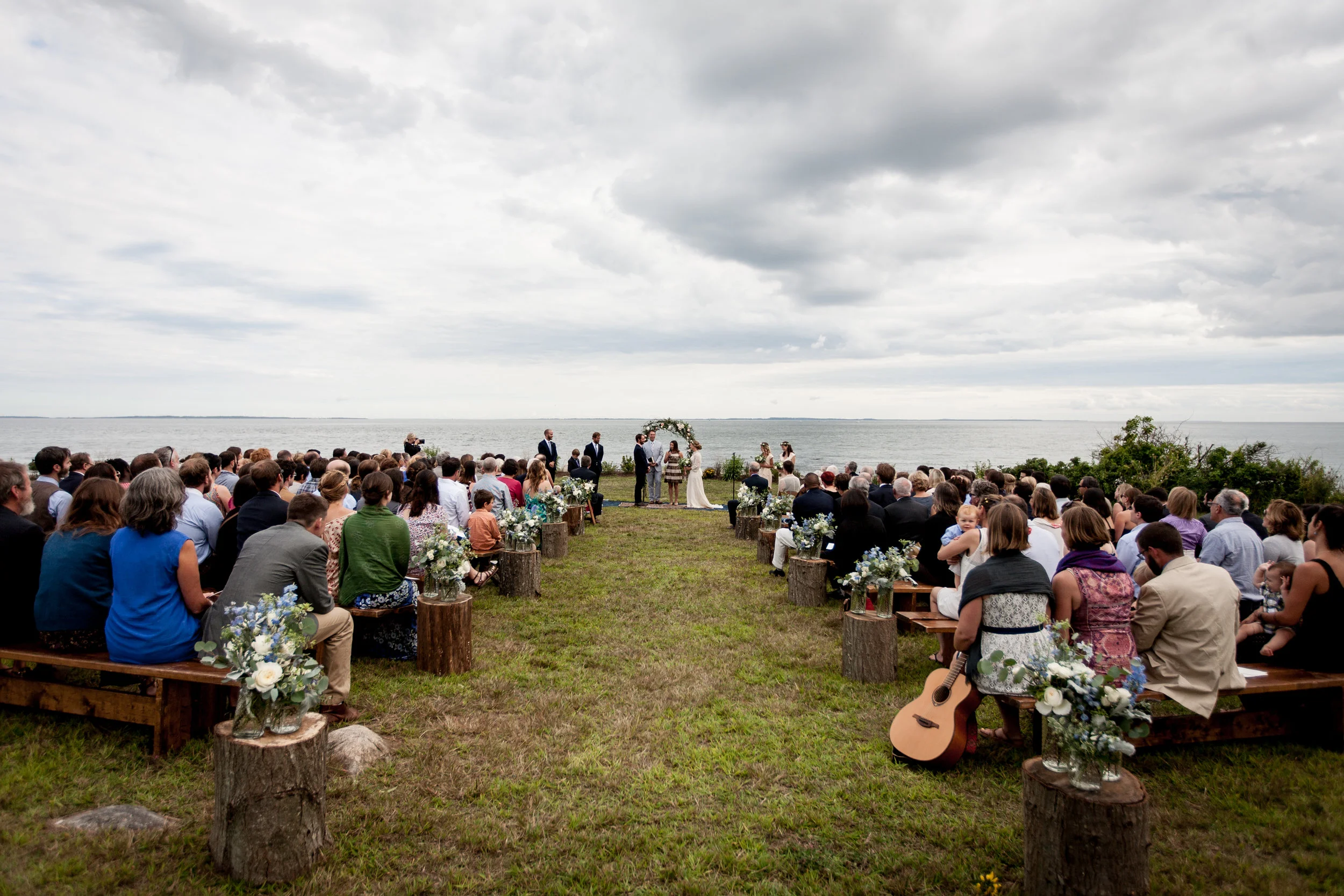  Ceremony View in Old Lyme, CT Shoreline Wedding. Brookelyn Photography with Ashley Douglass Events. 