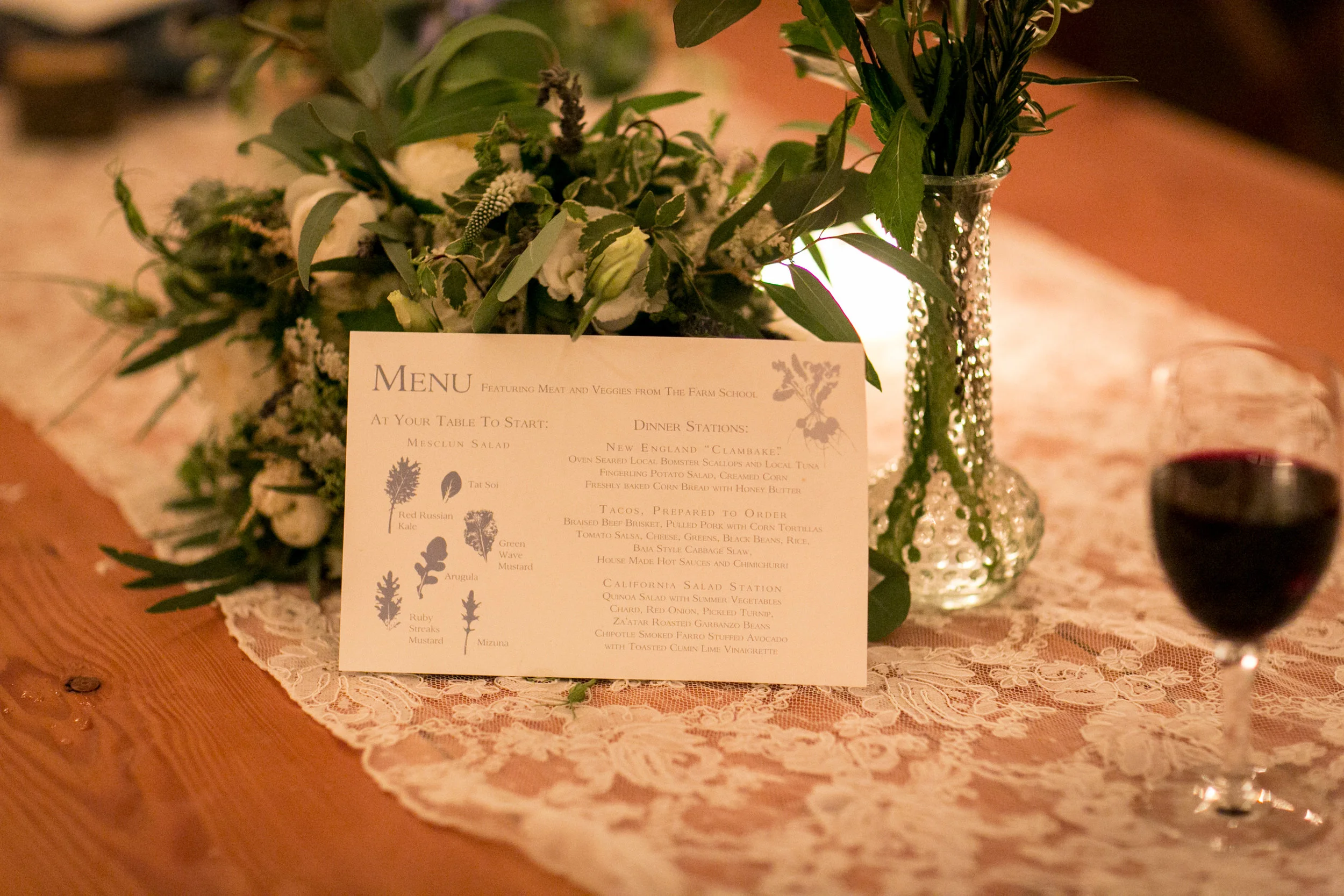  Menu designed by the Bride with the assistance of Lion in the Sun. Tented Wedding in Old Lyme, CT. 
