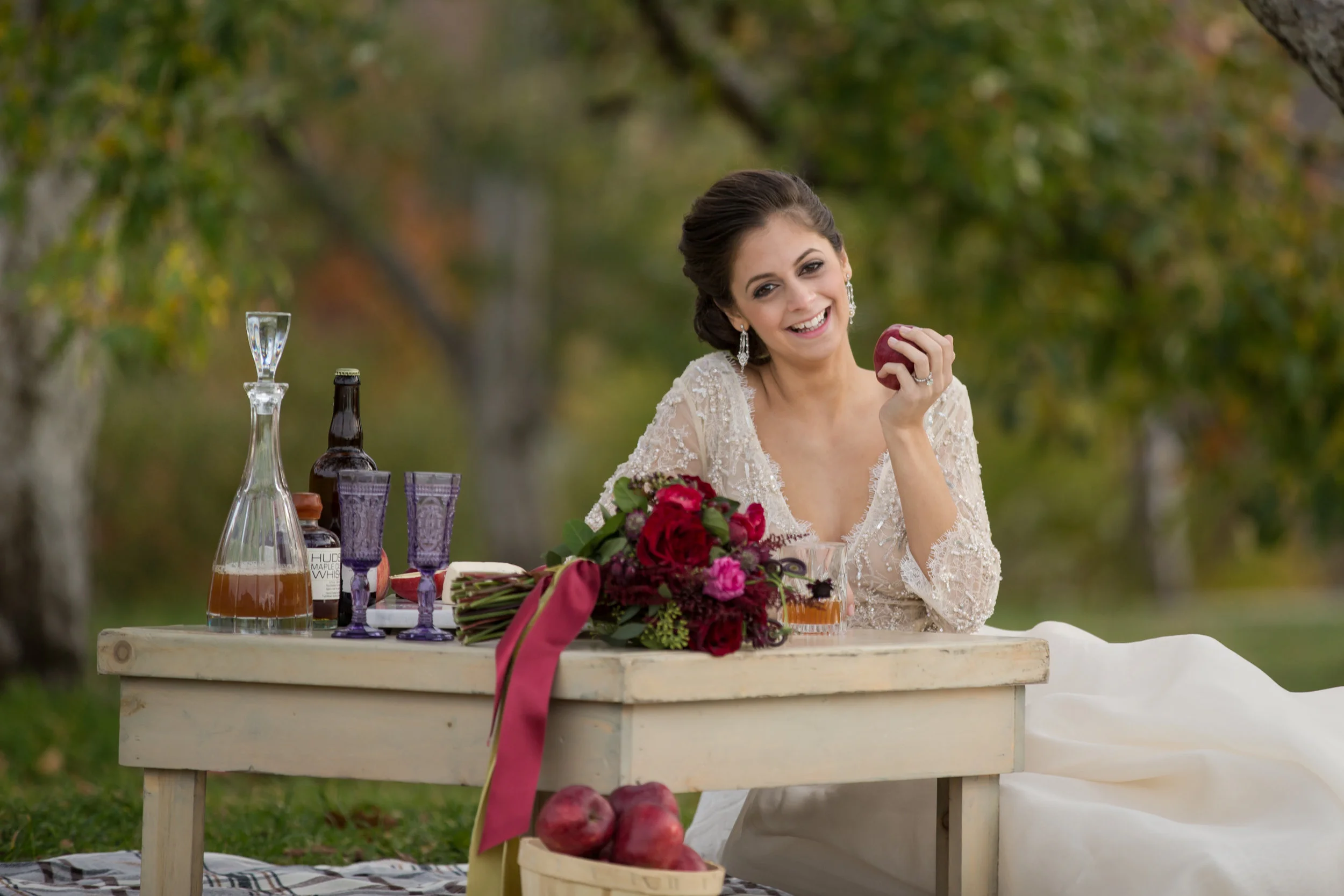  NYC Wedding Planner Ashley Douglass Events at Harvest Moon Farm Orchard with Social Decor (chandelier 